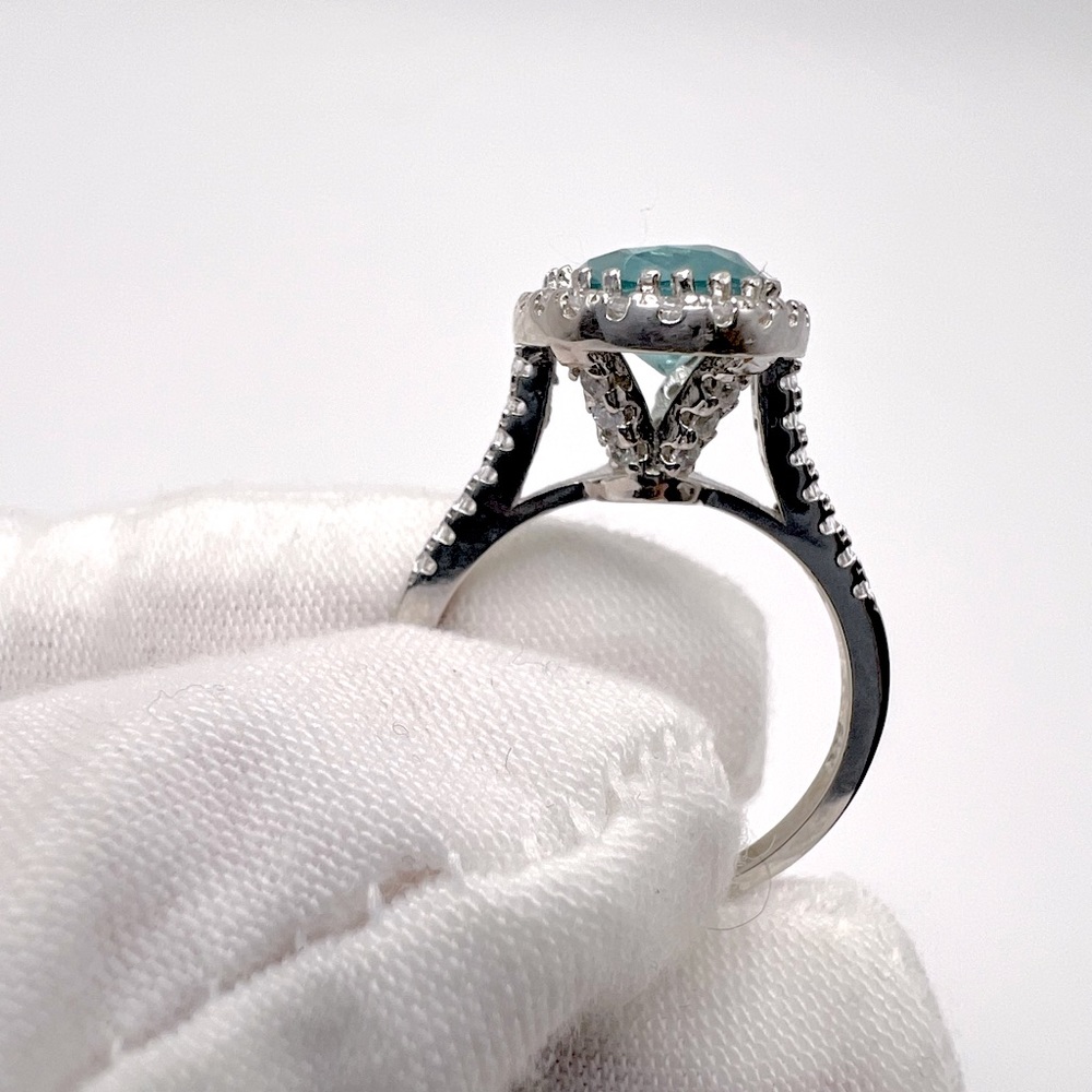 Sale $16 Firm! 925 Sterling Silver Aquamarine Cz Ring - Picture 9 of 17